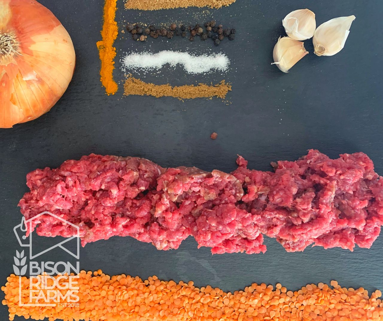 Ingredients to make red lentil soup with bison meatballs Ingredients to make red lentil soup with bison meatballs