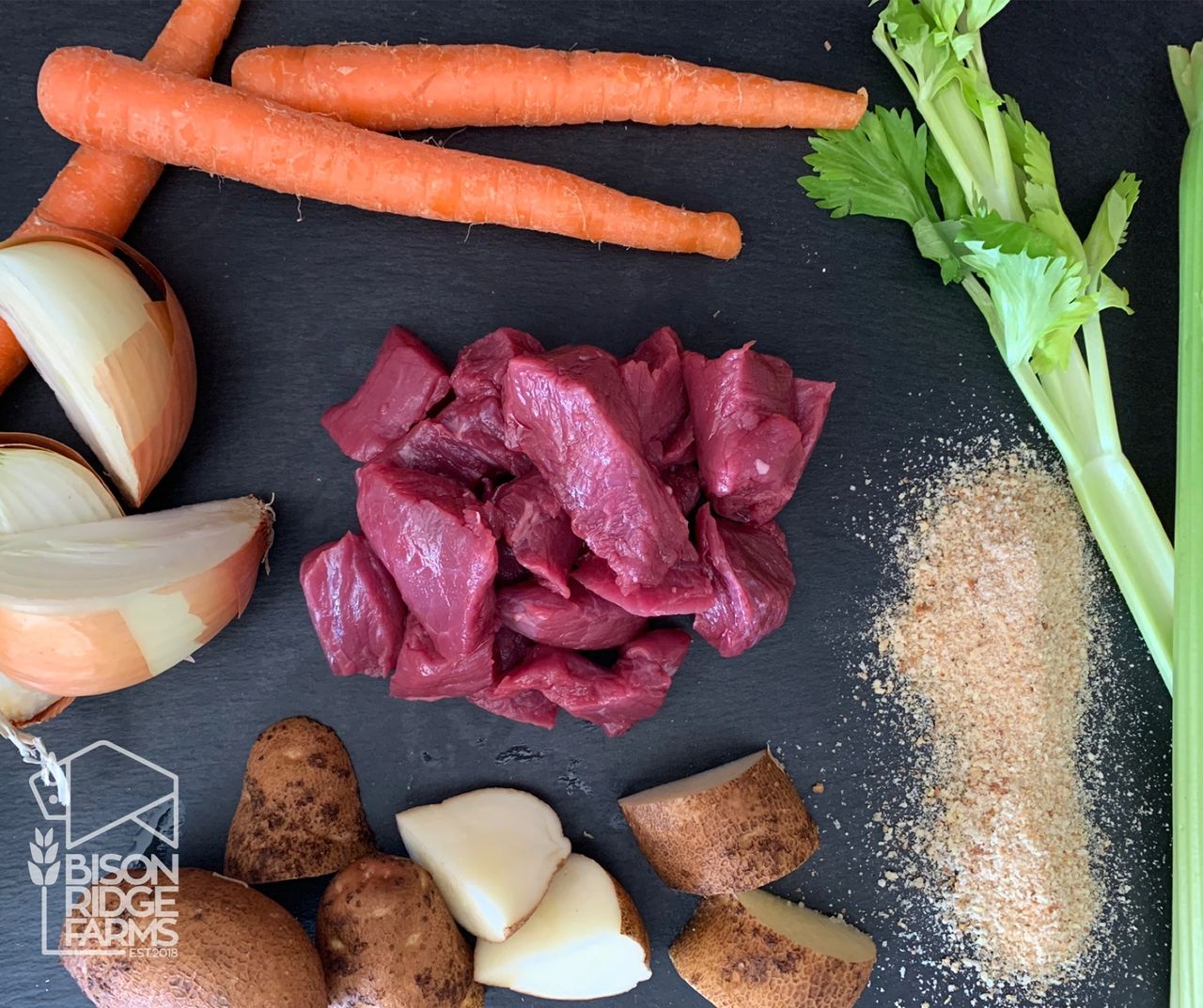 Ingredients to make bison stew Ingredients to make bison stew