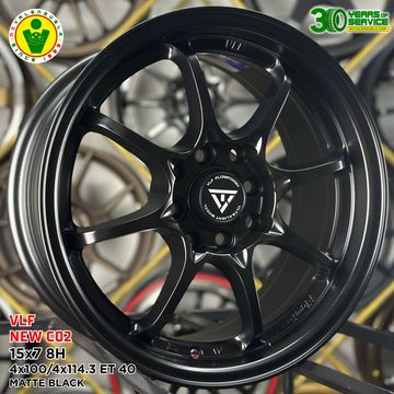 Matte black VLF NEW C02 alloy wheel with 7 spokes and 15x7 size.