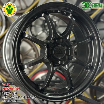 Glossy black VLF new C02 car wheel with a sleek 8-spoke design.