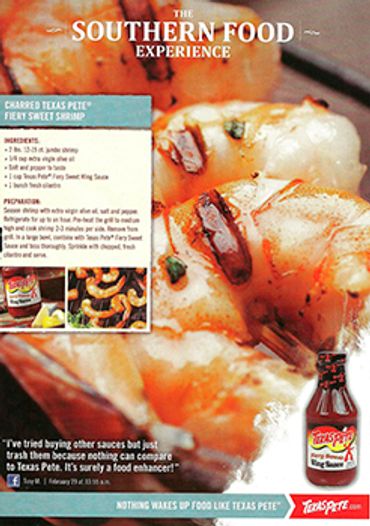 Food Photography - Grilled Shrimp - Texas Pete Advertisement