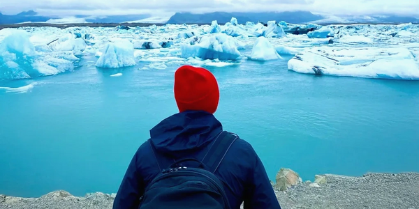 Glacier lagoon in Iceland in the winter.