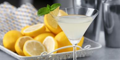 Martini glass with lemons
