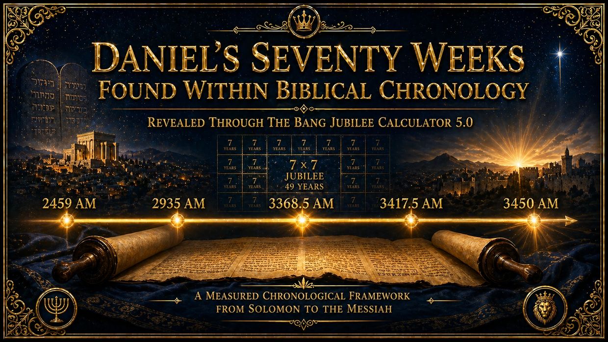 Timeline of Daniel's Seventy Weeks in biblical chronology with key dates and Jubilee period.