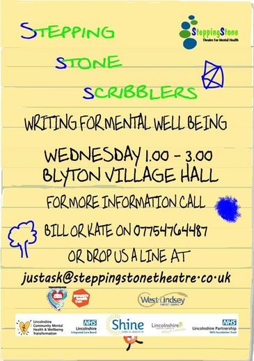 Stepping Stone Scribblers meet on  Wednesdays 1pm-3pm at Blyton Village Hall.