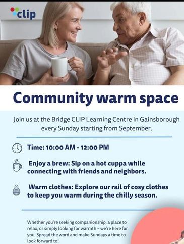 Community Warm Space - a Winter 2024   initiative at CLIP in Gainsborough.