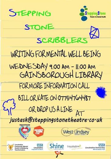Stepping Stone Scribblers meet on  Wednesdays 9am - 11am at Gainsborough library.