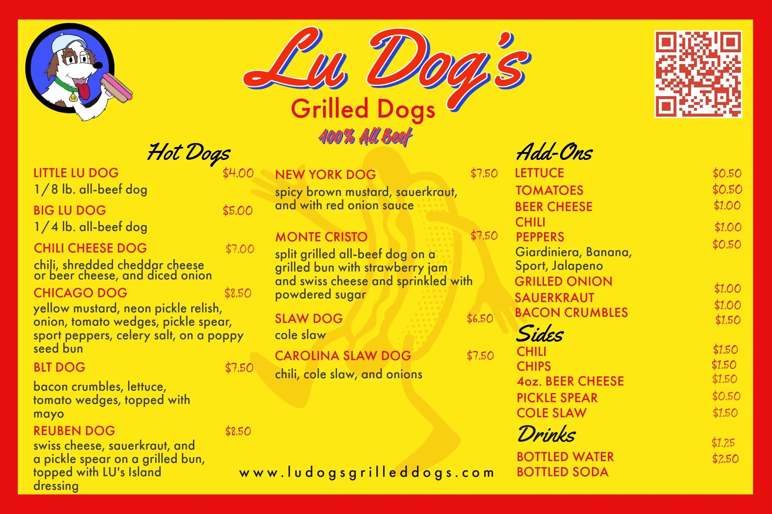 Lu Dogs Grilled Dogs Menu