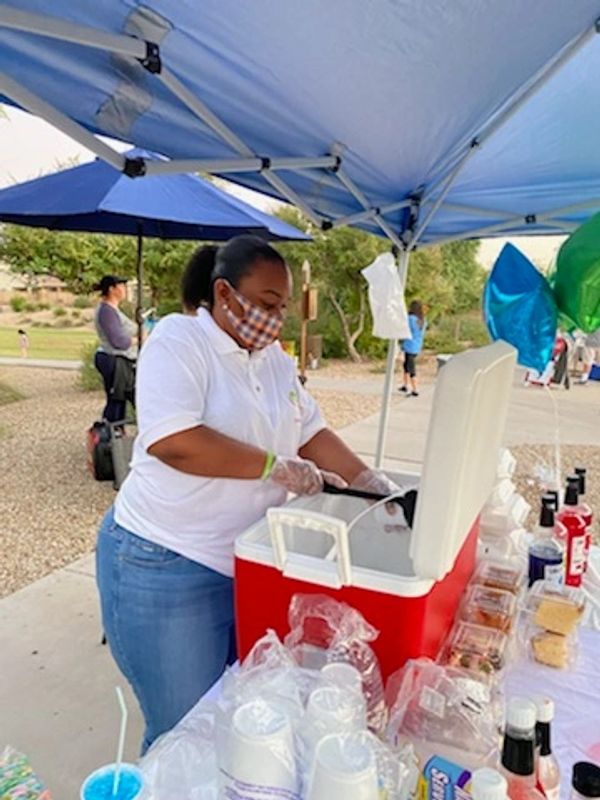 Selling Sno Cones at Movie Night in Tolleson.