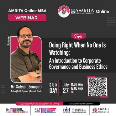 Online Webinar on Corporate Governance and Business Ethics at Amrita Vishwa Vidyapeetham Online