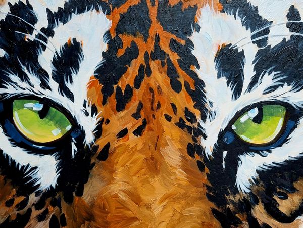 Painted tiger eyes