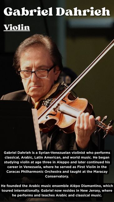Violinist Gabriel Dahrieh performing with focus and passion.