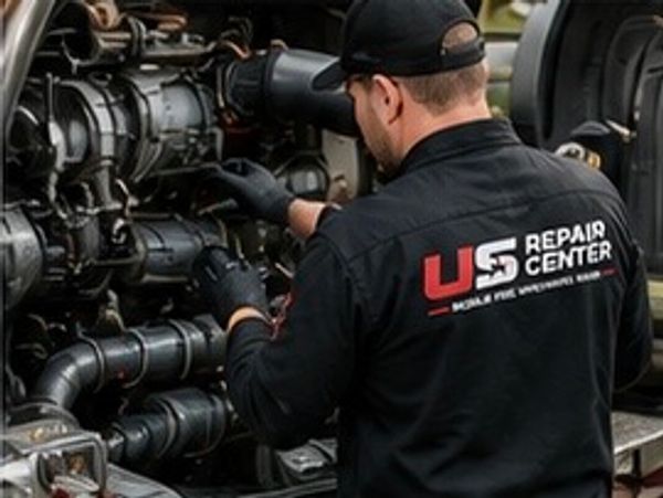 Technician repairing a machine at US Repair Center.