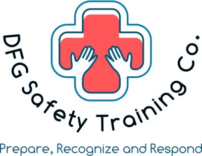 Logo of DFG Safety Training Co. with a cross and hands symbol.