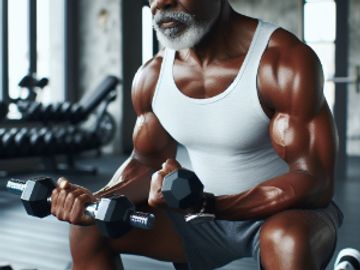 Older man lifting weights