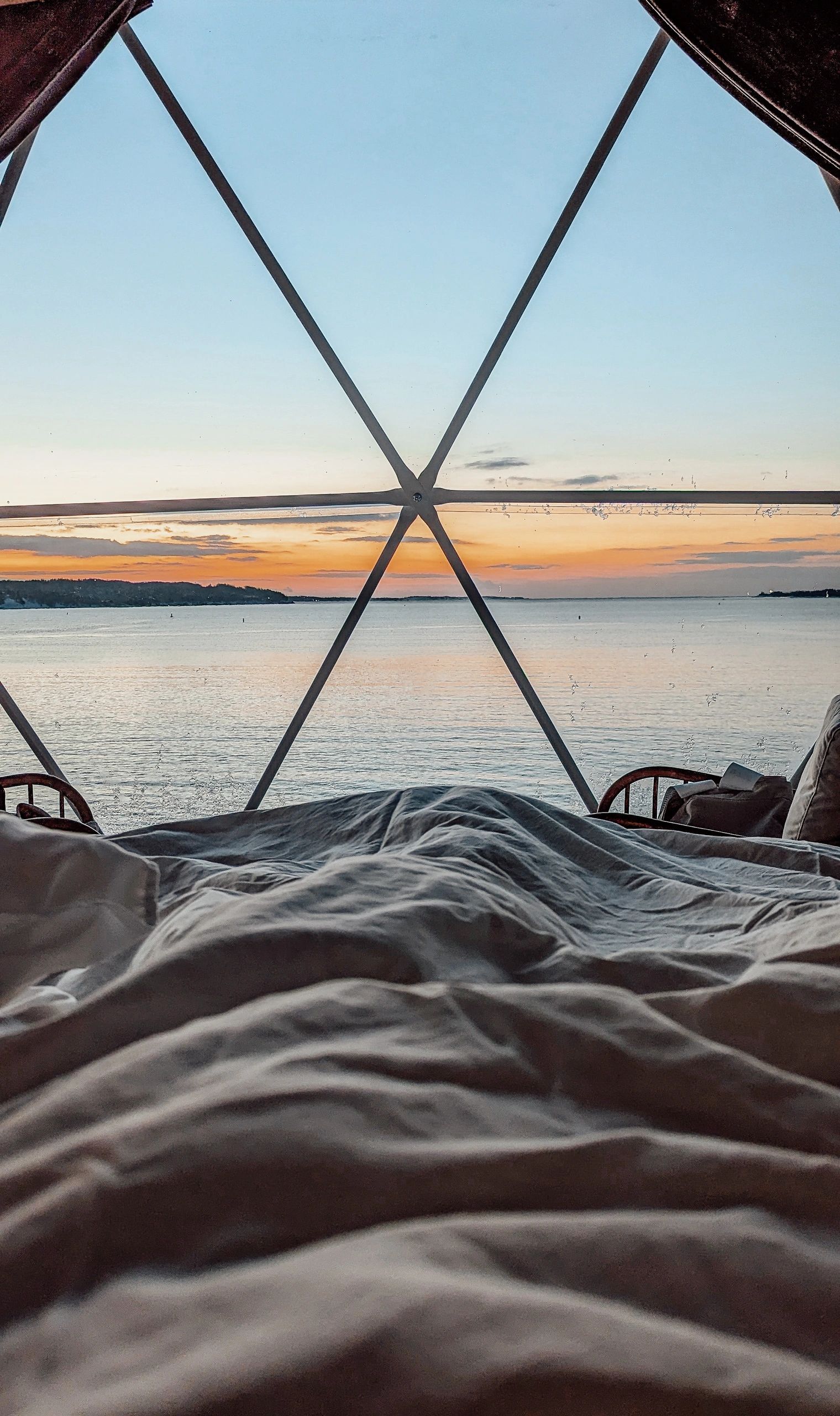 Cozy oceanfront glamping dome in Nova Scotia, perfect for a unique getaway.