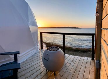 Nova scotia glamping dome sunrise over the lahave islands