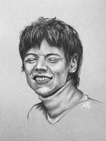 Black and white charcoal on gray toned paper