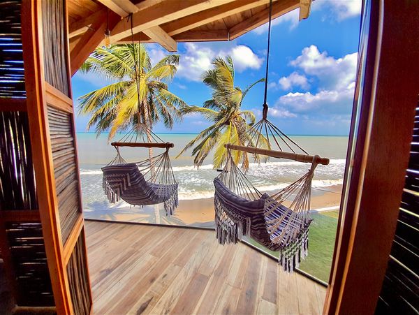 Vista al mar caribe en nuestra king suite con vista al mar en Dibulla La Guajira