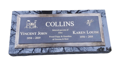 Bronze plaque with engraving by Jackson Monuments in Ontario, a personal memorial for a loved one