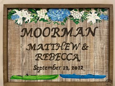 Wedding Sign - Flowers and Kayaks 