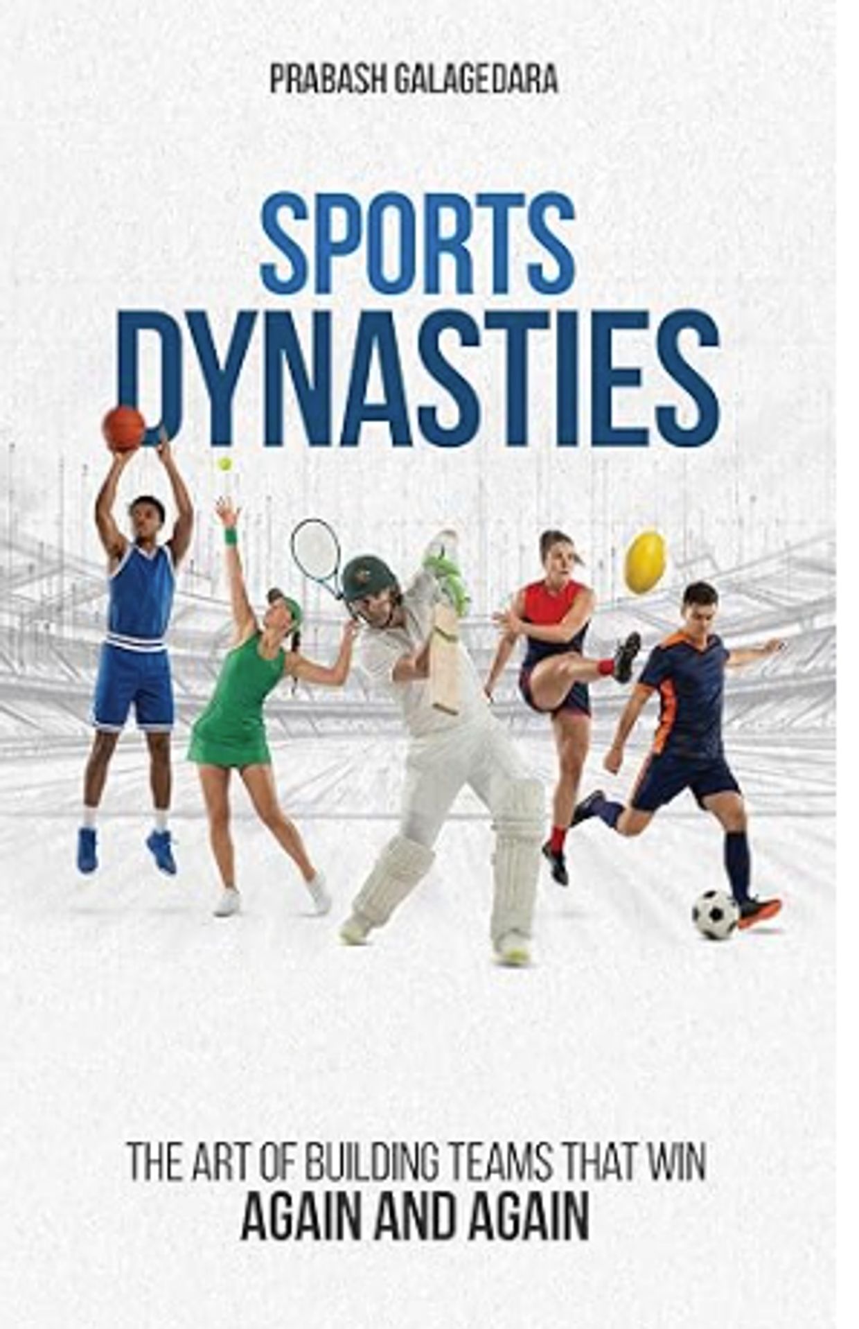 Book cover featuring athletes from various sports and the title Sports Dynasties.