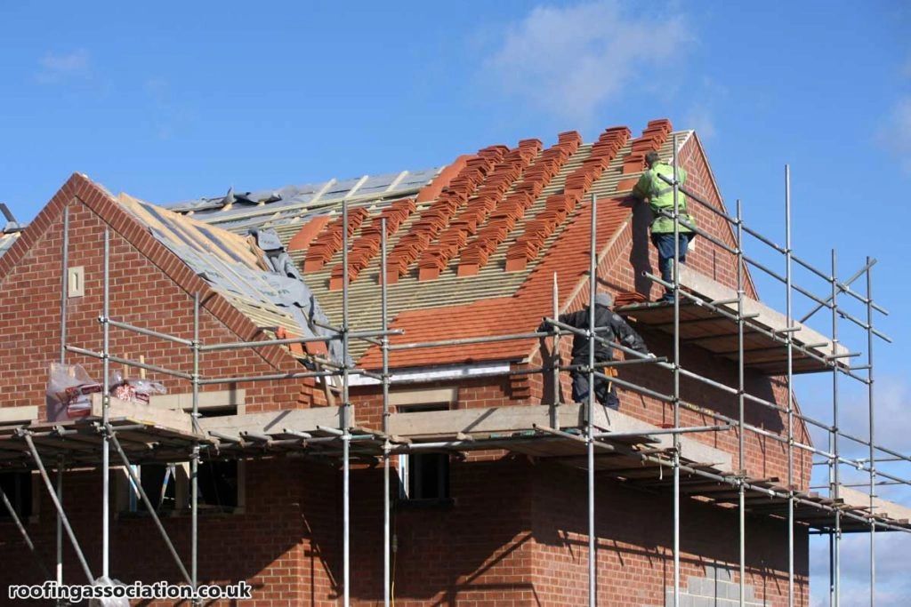 Roof repair in progress