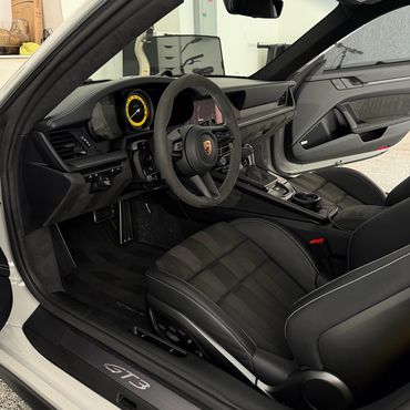 Luxury Porsche GT3 interior detailing and leather conditioning in Sherman Oaks