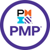 PMP certification logo with colorful geometric shapes and purple text.