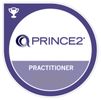 PRINCE2 Practitioner certification badge with trophy icon.