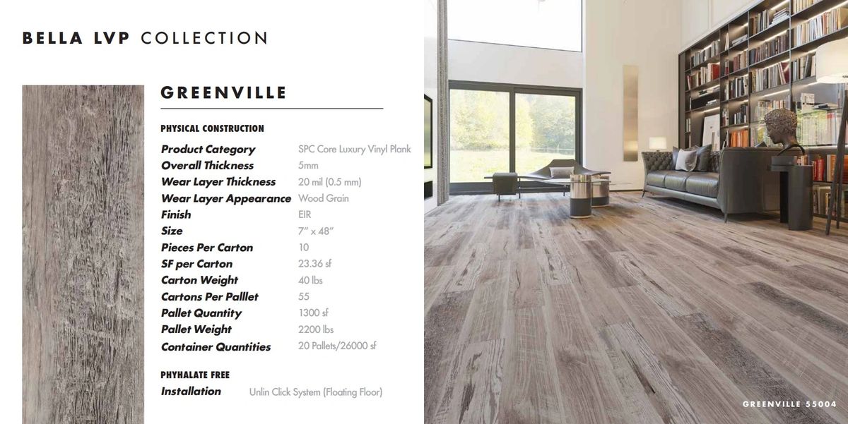 5mm Luxury Vinyl Plank Flooring 20 mil (Greenville)