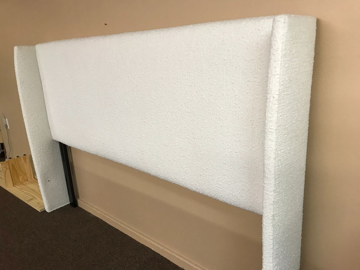 Texture Upholstered Off White King Headboard / Bed AS IS