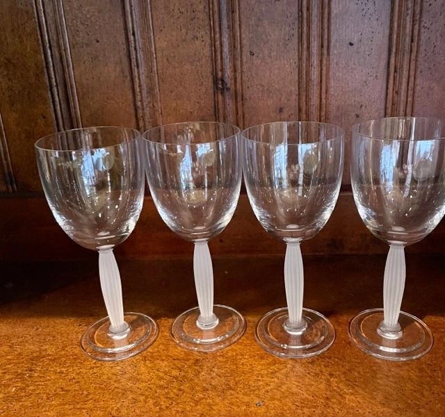 Frosted stem wine glasses