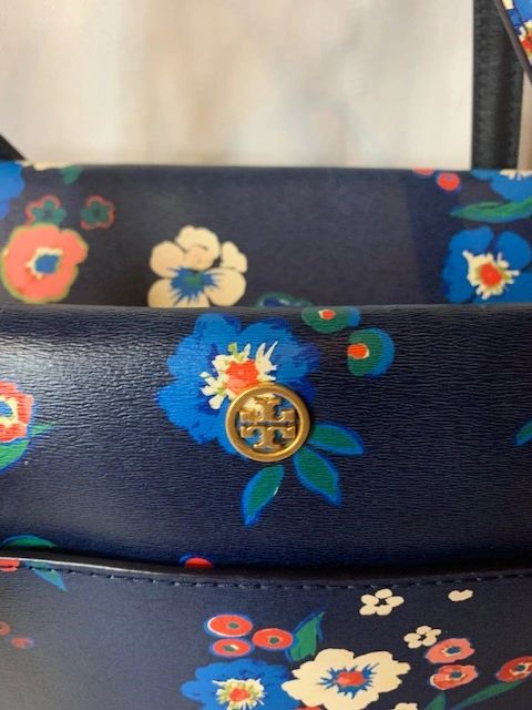 Tory Burch Navy Parker Floral Tote Bag In Like New Condition