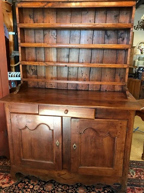 Antique Welsh Dresser / 2 Piece Cupboard made of Fruitwood with 2 Lower  Cabinets, 1 Drawer &