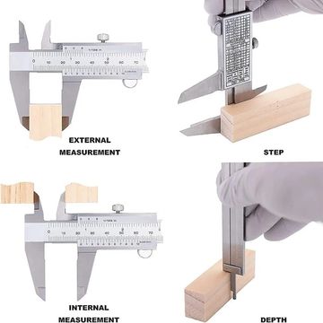 Analog Vernier Caliper for precision measurement of external, internal, depth, and step dimensions i