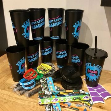 NEXT LEVEL GAMING merchandise for their Gaming Parties inside the Gaming van 