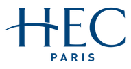 Logo of HEC Paris business school in blue.