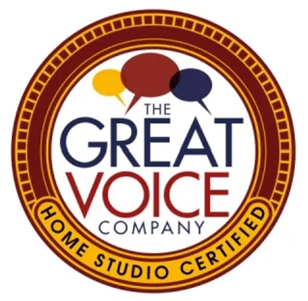 Logo of The Great Voice Company, home studio certified.