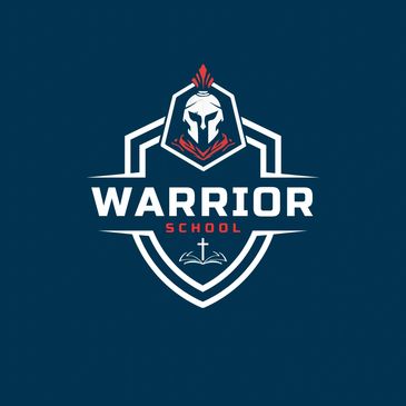 Logo of Warrior School with a Spartan helmet and a shield.