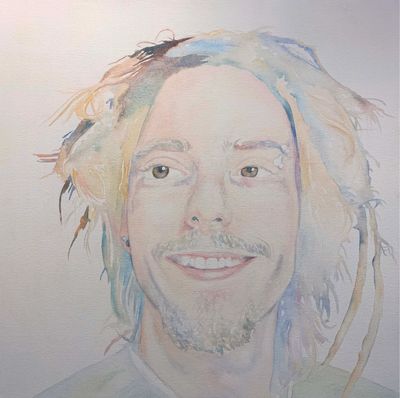 Painting by David Mauerman, Self Portrait, Watercolor on Canvas, Art David Mauerman 
