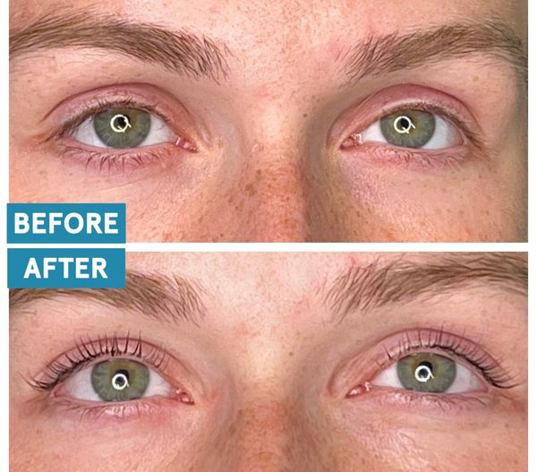 Before and after Lash Lift+Tint