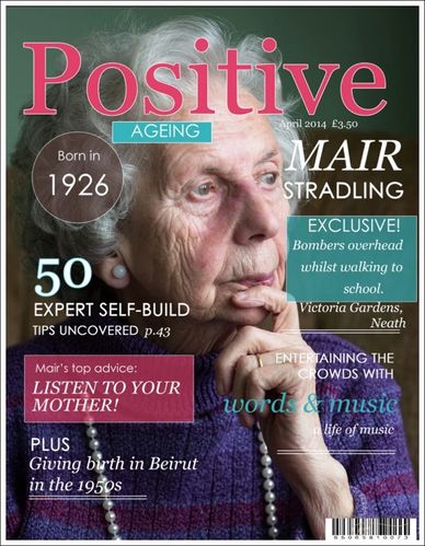 This is a photo of a mock cover of a magazine titled 'Positive Ageing'.