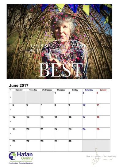 An example from one of the pages of the calendar, showing woman with affirmation