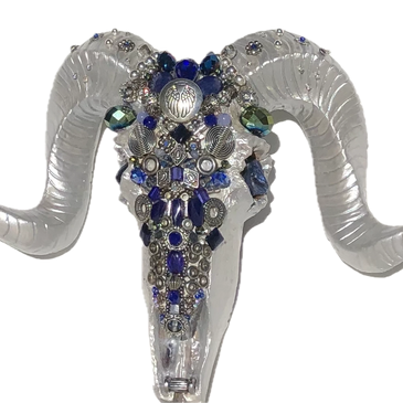 Decorated Silver Ram Head Design