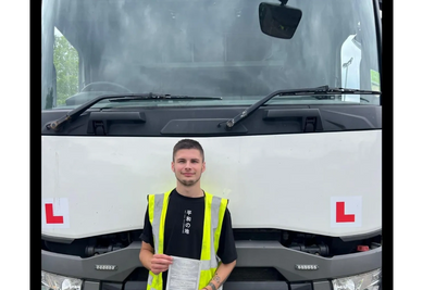 male passing his hgv driving test