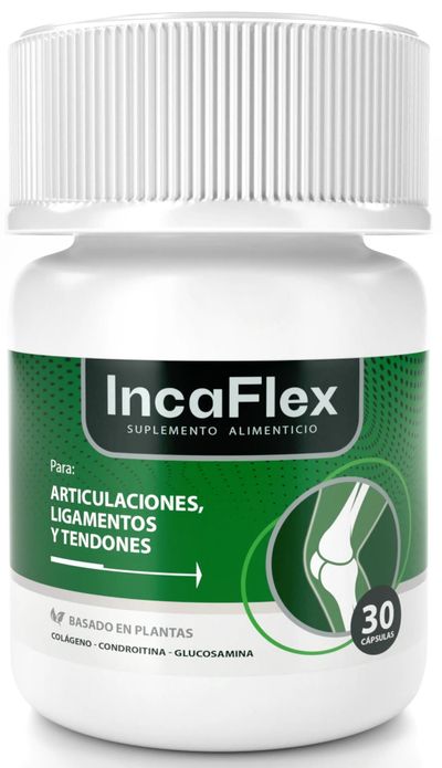 Frasco de IncaFlex, suplemento alimenticio para el bienestar articular