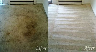 Before and after carpet cleaning