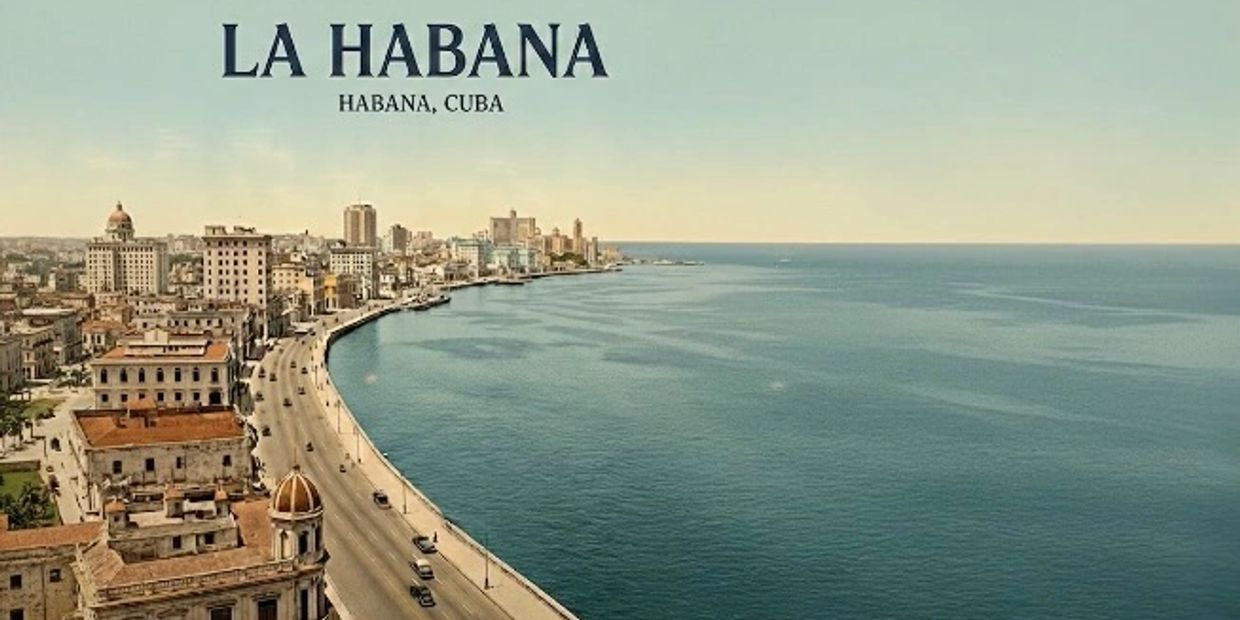 A panoramic view of La Habana's coastline and cityscape in Cuba.