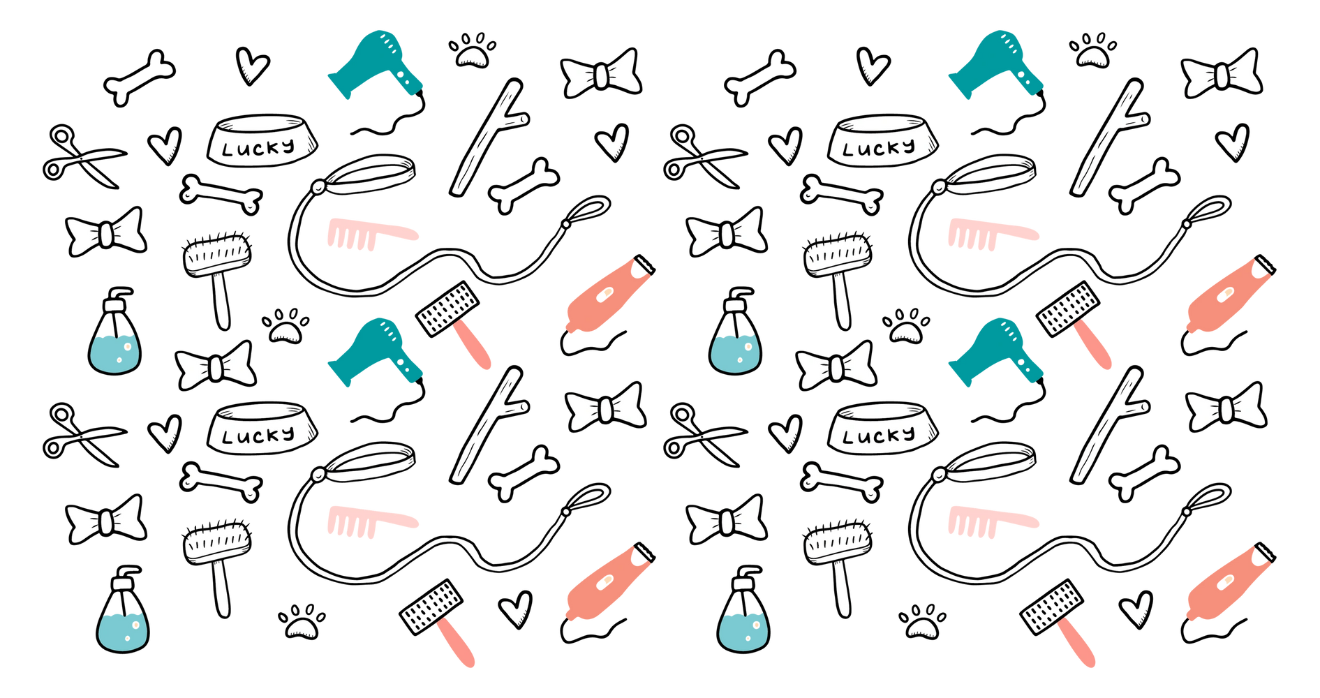Illustration of grooming tools in mobile groomer salon